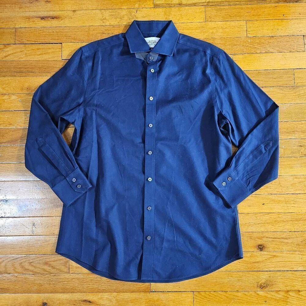 Charles Tyrwhitt Navy Slim Fit Button Shirt Size 16 41